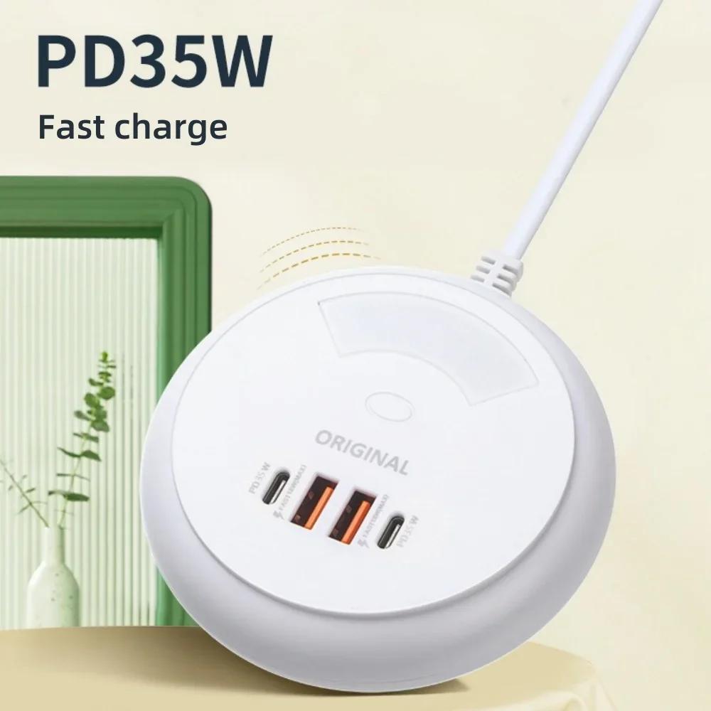 Multiport USB C Charger PD 35W Fast Charging Phone Charger Power Strip for IPhone Samsung Xiaomi EU US Plug Wall Charger Socket