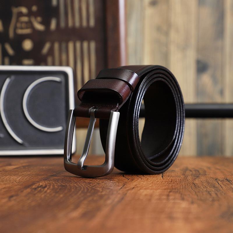 First Layer Cowhide Men'S Leather Belt Simple Casual Retro Style Youth Fashion Versatile Trendy Belt