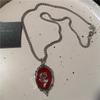 Gothic Red Cross Thorn Heart Butterfly Pendant Choker Black Bead Necklace Personalized Y2K Halloween Charms Grunge EMO Jewelry