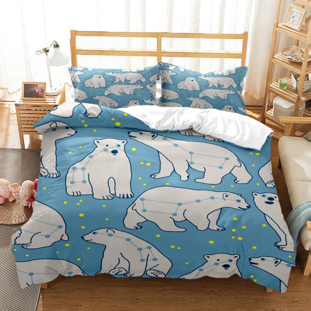 Cartoon Little Bear HD Print Bedding SetKing Size Bedding Setgirl's Bed Double Bed Duvet Covers Pillowcase Bedding Set