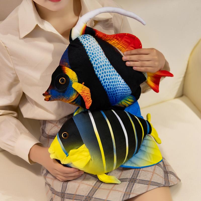 36cm Tropical Fish Simualtiopn Marine Organisms Lifelike Colorful Stripes Fish Aquarium Souvenir Birthday Gifts
