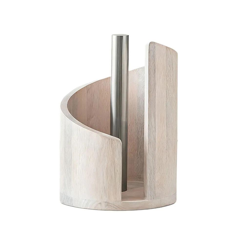 

Large Capacity Wooden Paper Towel Holder Countertop Design Ornament Storage Freestanding Paper Roll Holder Wooden бежевий