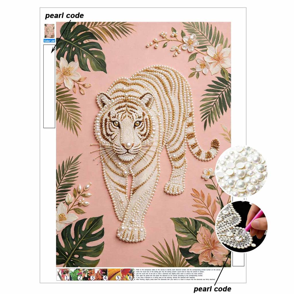 Pearl Art Painting Kit for Adults and Beginners Elegant Tiger Sparkling Painting Craft Home Wall Decor Handmade Gift