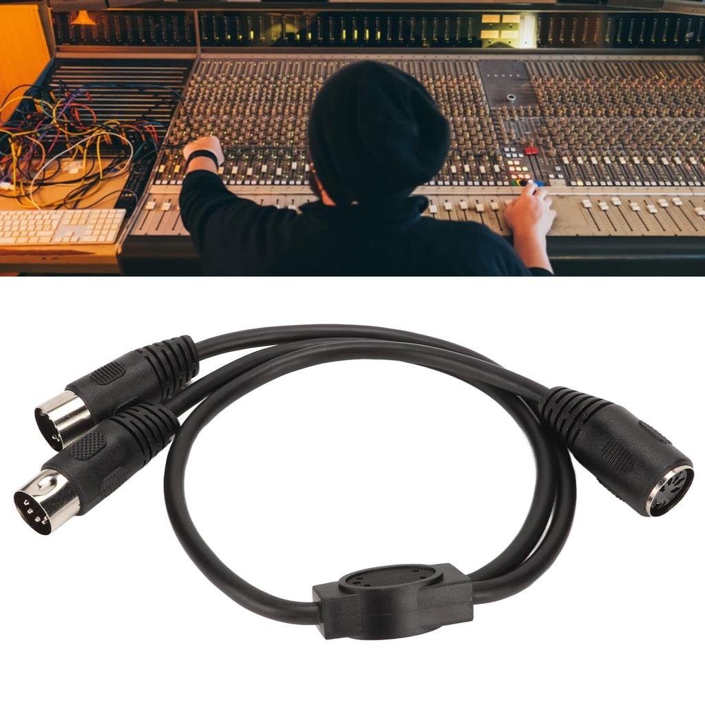 MIDI DIN 5 Pin Splitter Y Adapter Din 5 Pin Female To Dual 2 Male Audio MIDI Adapter Extension Cable for MIDI Electric MIDI Guitar Cable, Keyboard,