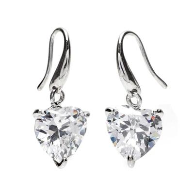 Women's Luxury Heart Cubic Drop Hoop Earrings