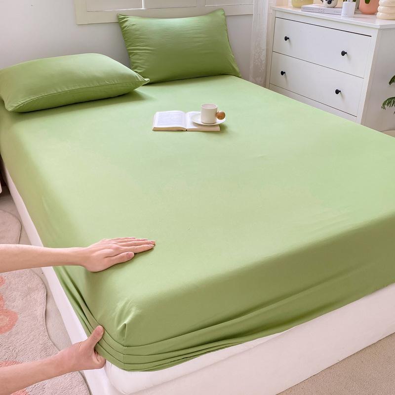 90/120/150/180/200 Fitted Bed Sheet With Elastic Band Solid Color Mattress Covers Protector Single Double King Beds Linen Becover