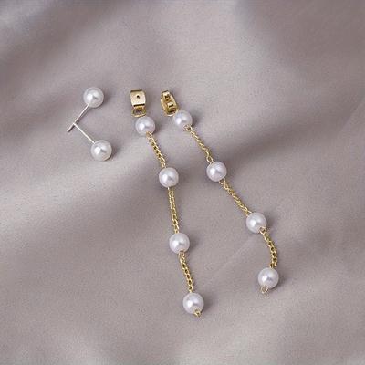 Elegant Faux Pearl Drop Earrings For Women Minimalist Style Earrings Ideal For Daily Wear And Parties Casual Dating Jewelry