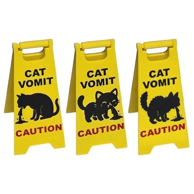 Funny Cats Vomit Caution Sign Humorous Desk Sign Cats Lover Gift Cats Themed Home Office Decors Cats Vomits Warning Sign