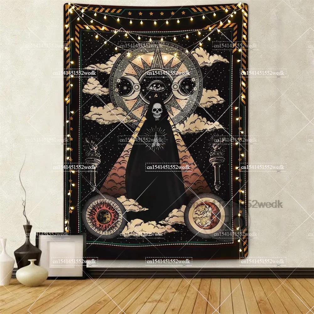 Goth Skull Tapestry Devil Satanic Tapestrys Wall Hanging Batwing Skeleton Tapestries For Bedroom Aesthetic Home Decoration