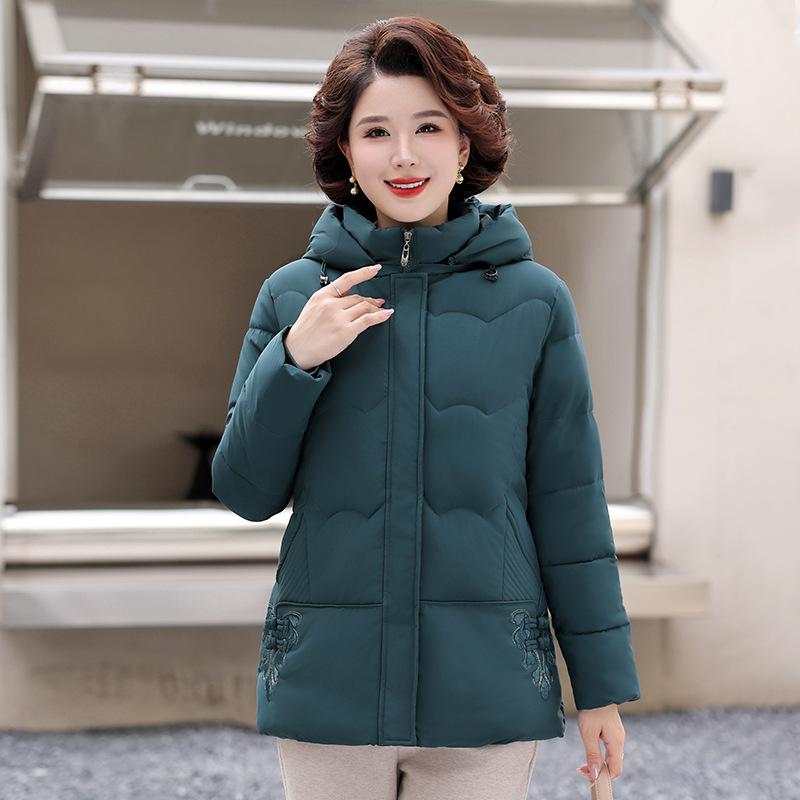 

Cotton Jacket Women s Mid-Length Winter 2025 Down Cotton Jacket Embroidered Padded Jacket 6XL зелений