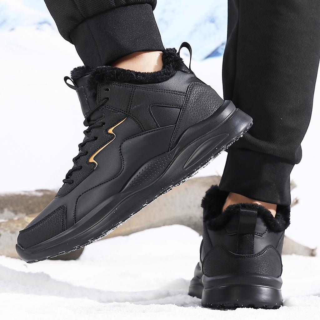 TUINANLE Men Platform Sneakers Mens Winter Plush Snow Shoes