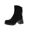 Fashion Autumn New Fashion Boots Women's Fashion Round Toe Suede Metal Buckle Platform Anti-Slip Wear-Resistant High Boots