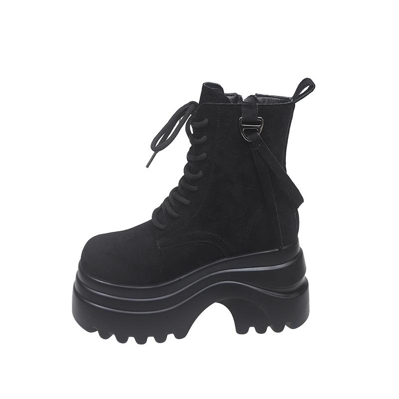 Fashion Ankle Boots For Women New 2025 Winter Motorcycle Boots 8.5CM Wedge Heels High Platform Shoes Woman Autumn Thick Sole Punk Boots