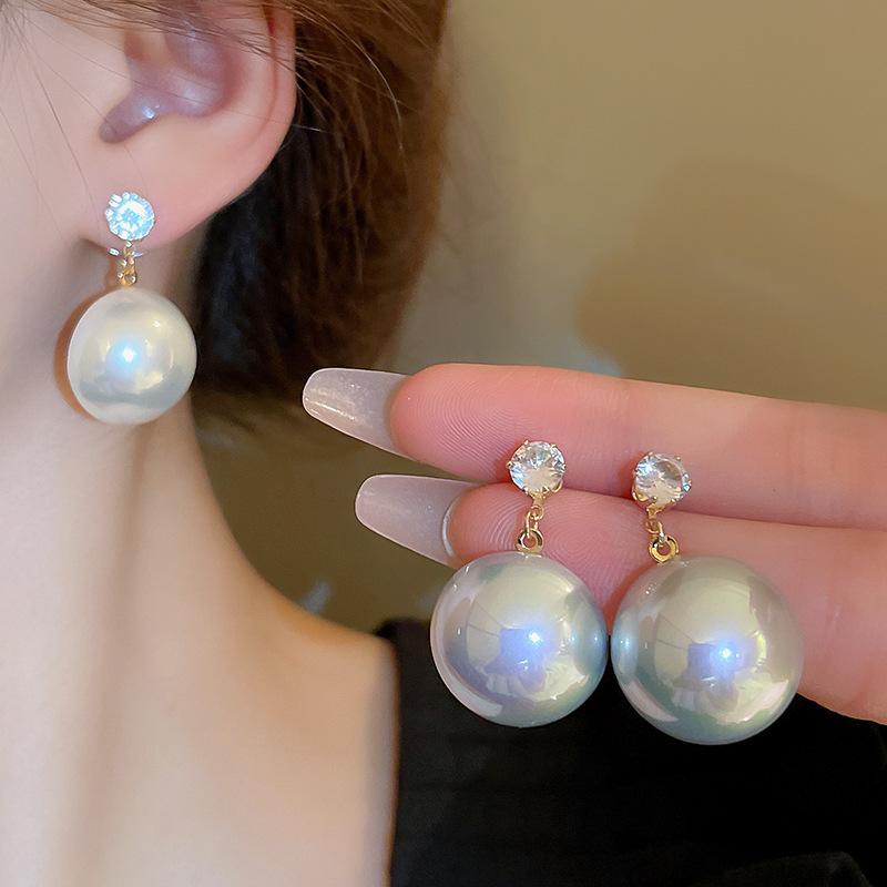 

Корейские простые круглые серьги, имитирующие циркон, жемчуг, серьги-капли для женщин, модные сладкие серьги-гвоздики, ювелирные изделия, свадебные аксессуары