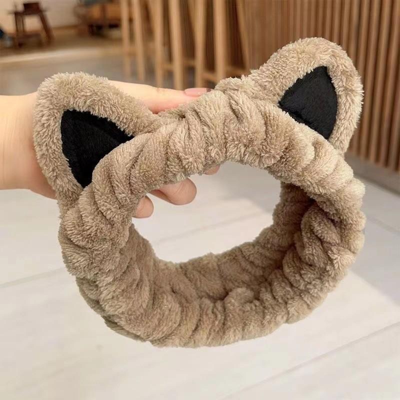 Cute Cartoon Cat Ears Face Wash Headband for Women with High Elasticity Hairband Accessories