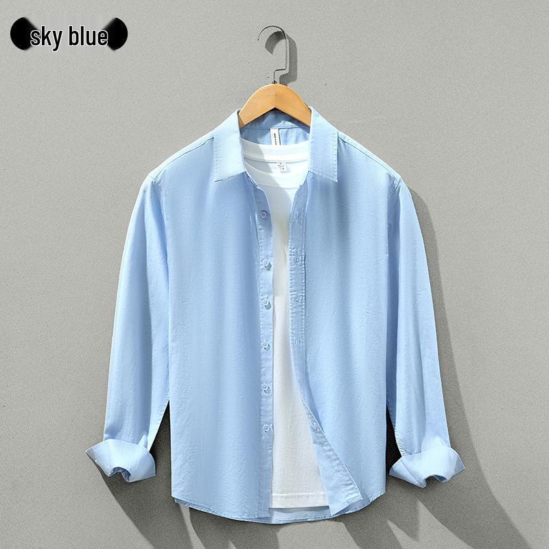 Men's Cotton Linen Long Sleeve Slim Fit Shirt - Spring/Autumn Trendy Casual Wear