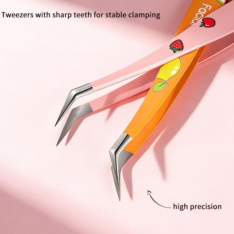 False Eyelash Tweezers Lash Extension Stainless Steel Scrapbook Sticker Tape Picking Straight Head Elbow Tweezers Diy Crafts