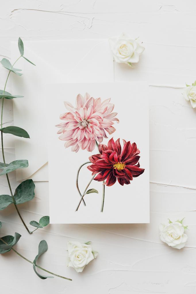 Poster Pink Flowers Vintage