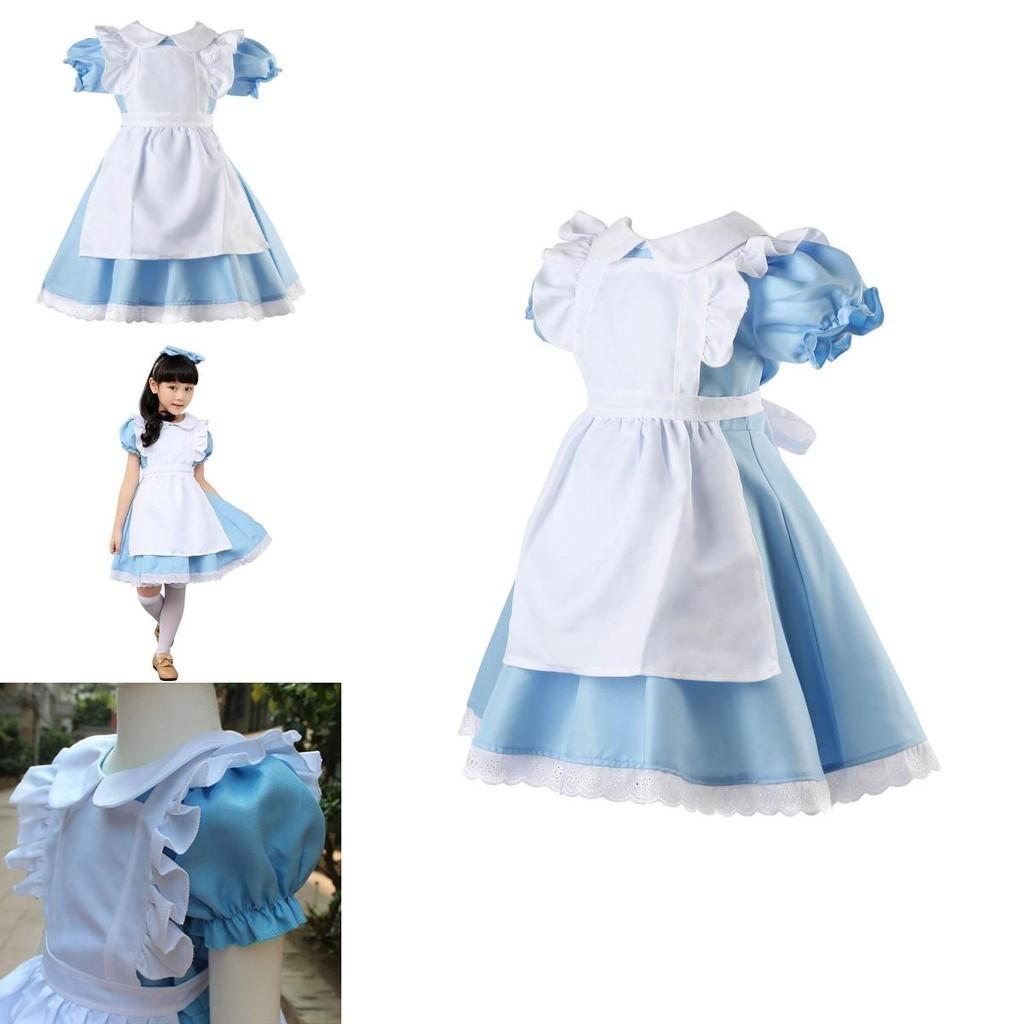 Enchanting Alice In Wonderland Costume For Kids With Detachable Frilled Apron