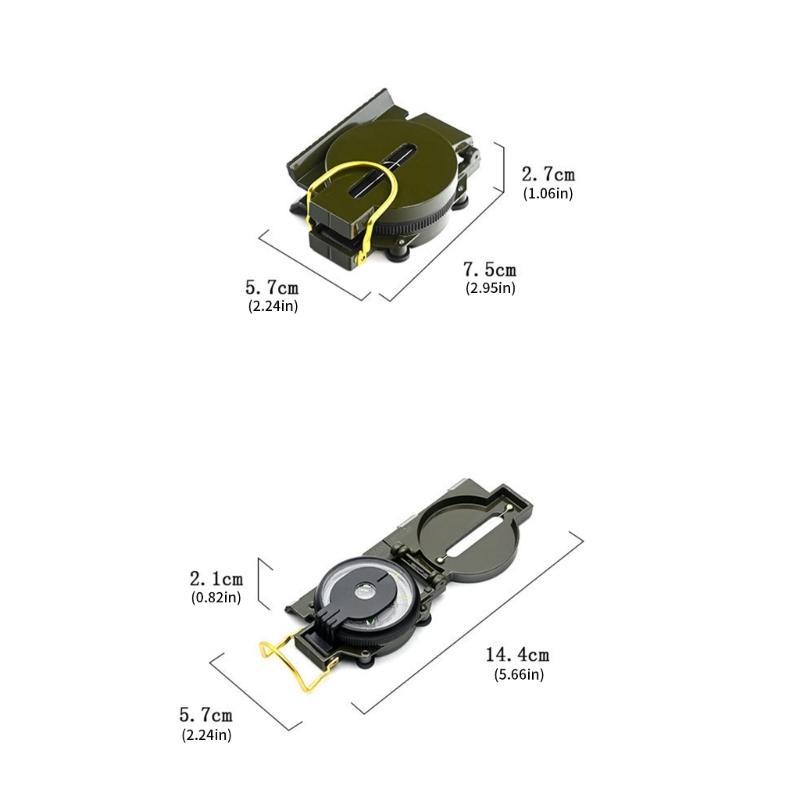 Aluminum Alloy Hiking Compasses Folding Lens Compasses Precise Navigation Expedition Tool for Outdoor Backpacking