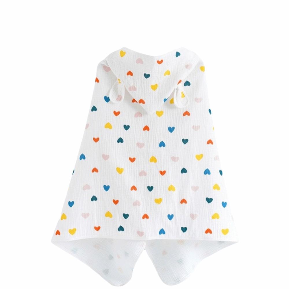 Four Layer Hooded Bathrobe Cartoon Printed Infant Bathrobe Warm Baby Gauze Bath Towel  Sleepwear