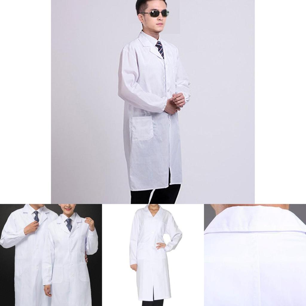 Comfortable Casual Doctor Nurse Uniform Long Sleeve Lab Coat White Workwear