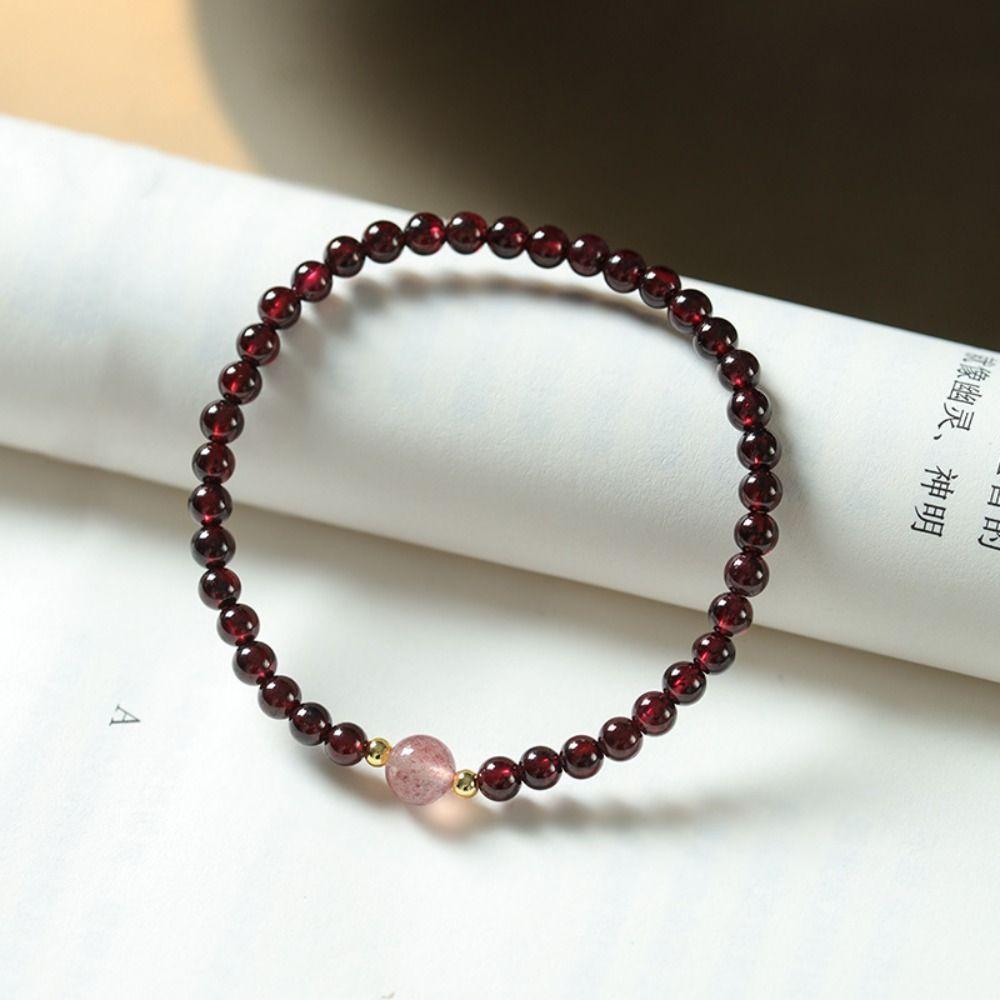 Flower Red Beaded Bracelet Calabash Beads Bangles Vintage Lucky Pendant Bracelet  Gift