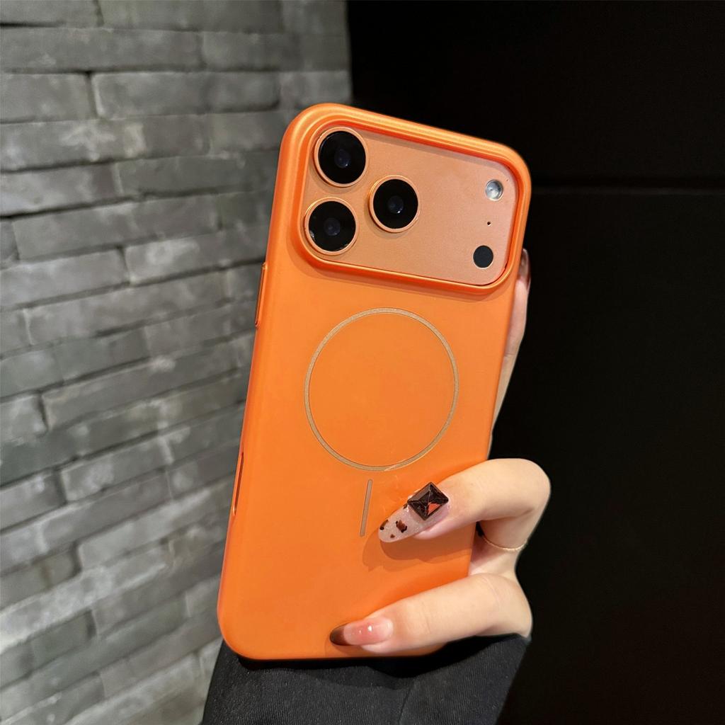 Official Orange Magnetic Frosted Hard Phone Case For iPhone 17 Air 16 15 14 13 12 Pro Max Plus For Magsafe Wireless Charge Cover