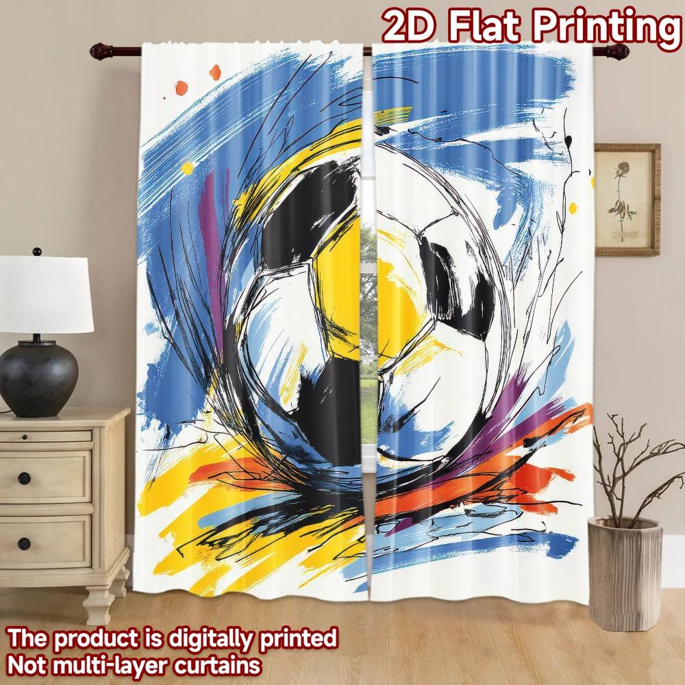 2D flat Photography Backdrop Scene Tapestry Colorful Soccer Ball 100% Polyester Festive Holiday for Suitable for parties and
