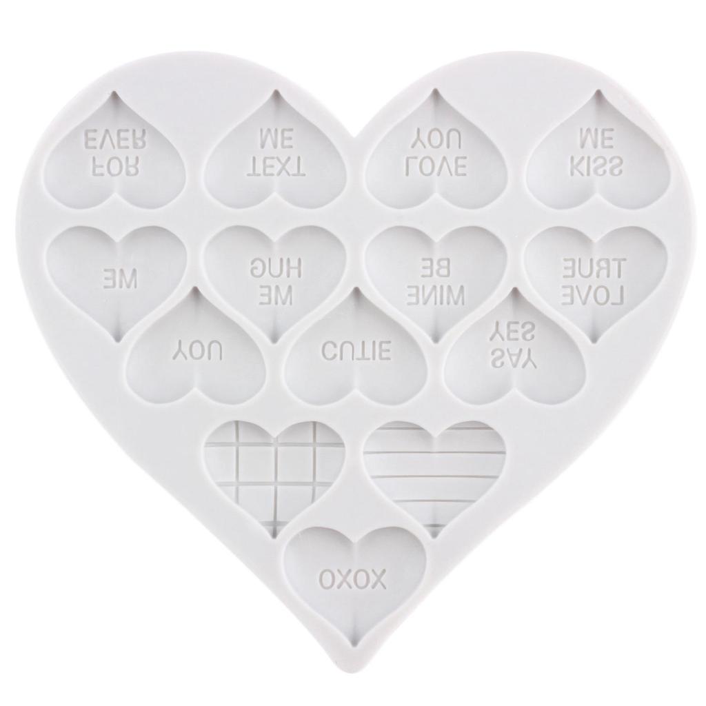 Heart Silicone Molds Love You XOXO Letter Kiss Rose Fondant Mold Cake Decorating Tools Cupcake Topper Candy Resin Clay Chocolate Gumpaste Mold