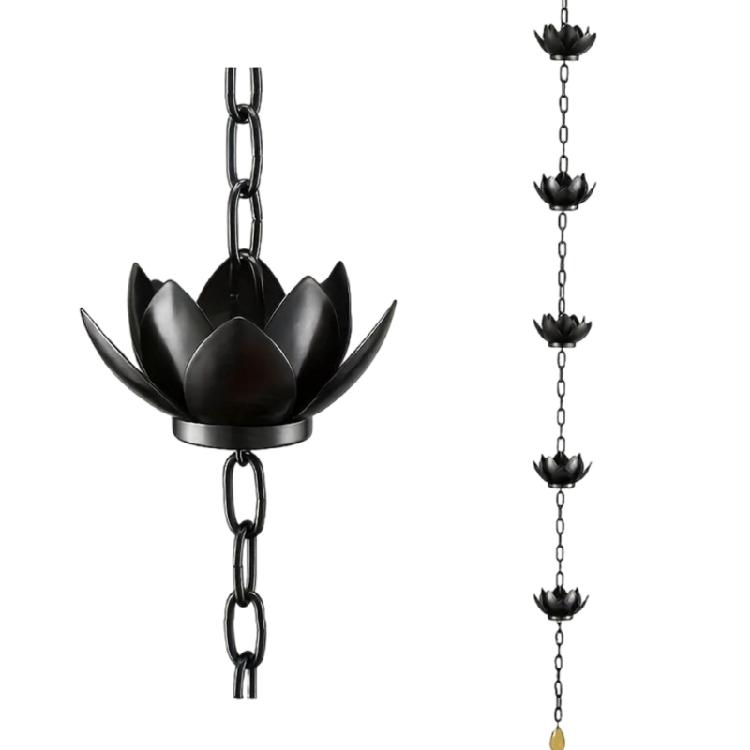Flower Antique Iron Rain Chain for Gutter and Rain Rust Resistant Plated Garden Decors Rain Chain for Downspout
