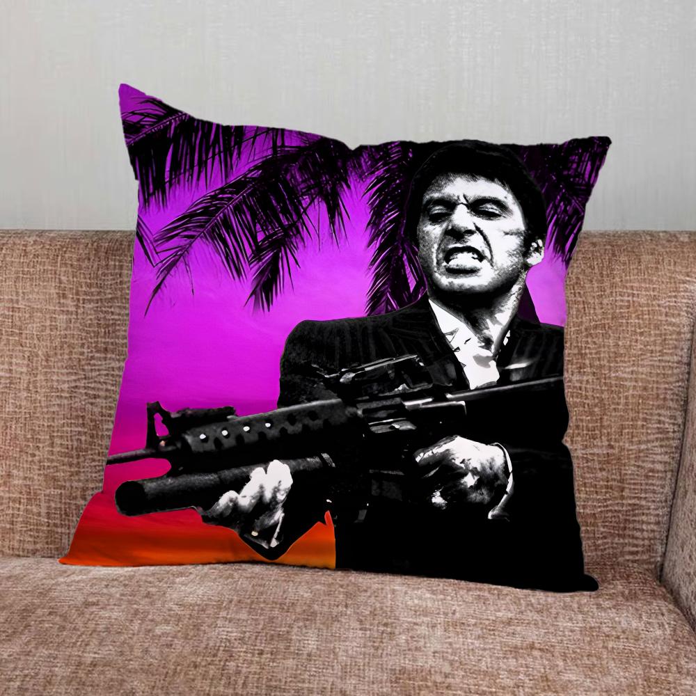 

S-Scarfaces Tony M-Montana Pillow Case For Home Bedroom Car Office Decoration Living Room Sofa Cushion Cover Suitable 16x16Inch