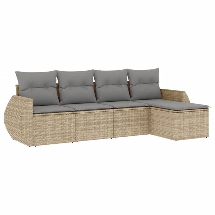VidaXL Garden Lounge Set with Cushions 5 Pcs, Patio Sofas, Patio Furniture Set, Outdoor Furniture, Beige 3253626