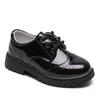 Spring and Autumn New Casual Lace-up Black Boy Leather Shoes Hollowed Out Feet Breathable British Korean Version of Small Children's Shoes