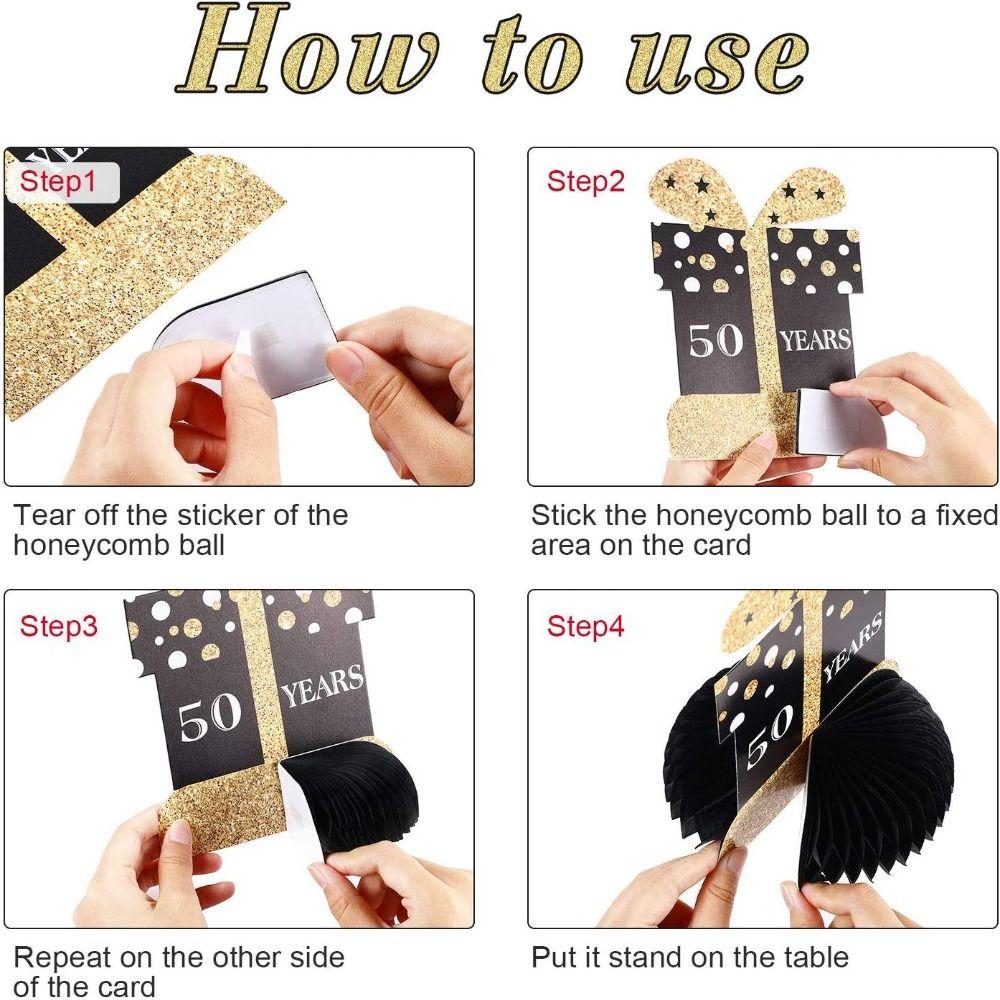 8pcs/set 30 40 50 60 70 80 Year Black Gold Birthday Honeycomb Set  Birthday Party