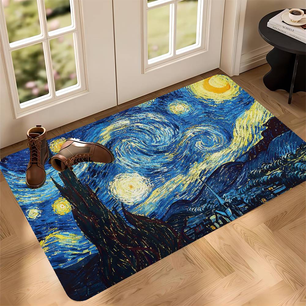 

Starry Night Van Gogh Art Room Mats Nordic Style Home Doormat Bathroom-Toilet Mats Bedroom Hotel Decor Mat 50x80cm