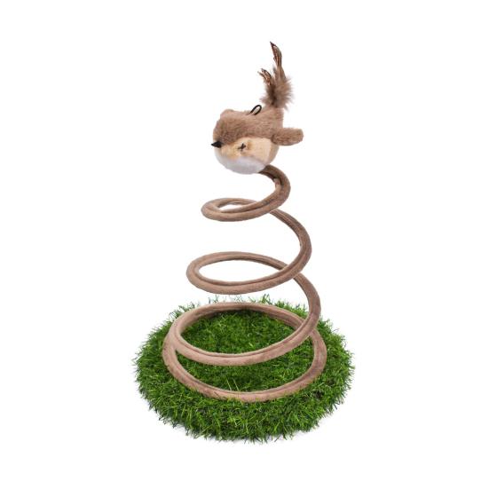 Cat Scratching Toys Spring Teaser Stick with Sound Birds Interactive Cat Toy Bite Resistant Plush Sparrow for Indoor Outdoor