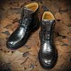 Genuine Leather Men's Boots Retro Snake Pattern Design Men's Chelsea Boots 2025 New Street Trend Shoes for Men Botas Para Hombre