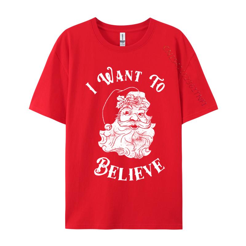 I Want To Believe Santa Funny Christmas Santa Halloween Line Tops Tees Crew Neck Combed Cotton Unisexs T Shirt S