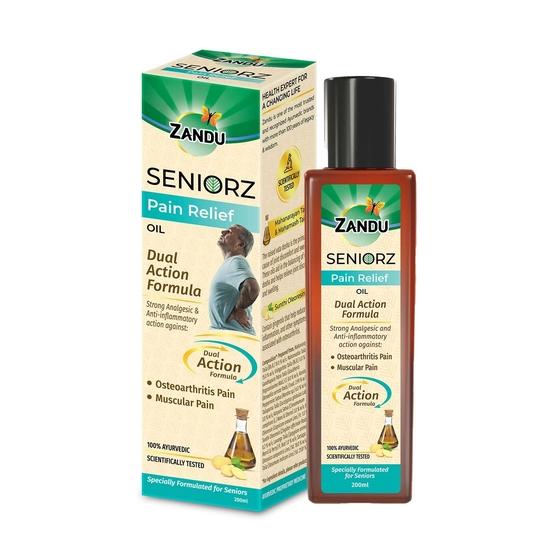 Zandu Seniorz Pain Relief Oil, 200ml, Helps Reduce Joint & Muscular Pain, Long lasting relief from Knee, Neck, Back, Shoulder, Wrist Pain