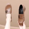 Leather Low-heeled Single Shoes Women's Spring 2025 New Round Head Soft Leather Loafers Flat Leather Shoes Versatile Doudou Shoes