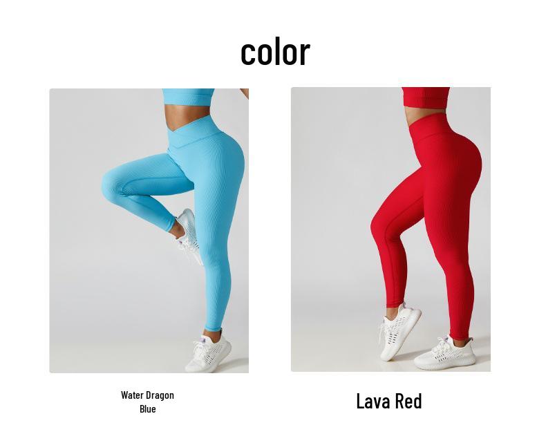 Women's V-Waist Tummy Control Yoga Leggings - Gathered Peach Hip Lift for Running and Training