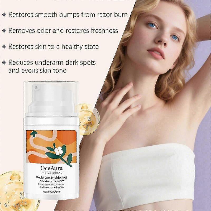 3X Den Originala Underarmsblekande Deodorantkräm för Behandling av Mörka Armhålor, Kroppsluktsborttagare för Kvinnor & Män, Behandling av Inåtväxande Hår