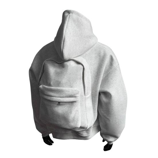 Ryggsekk-hettegenser for menn kvinner kreativ glidelåscardigan med ryggsekk lett reise hettegenser avslappet unisex hettegenser genser