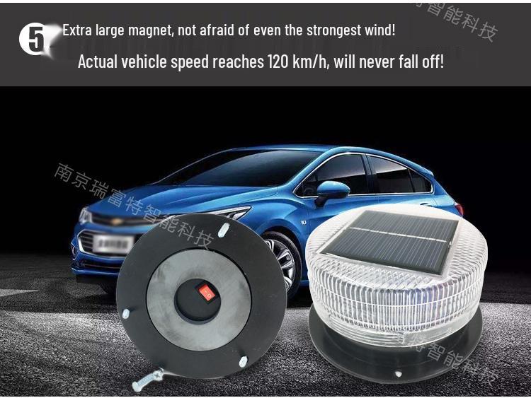 Solar LED Vehicle Strobe Light: Construction Safety Red/Blue Warning Flashers