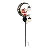 Holiday Path Stake Lights Santa Garden Light, Solar Powered Crescent Moon Lamp, Double Ornament Glass Globes, Christmas Waterproof Pathway