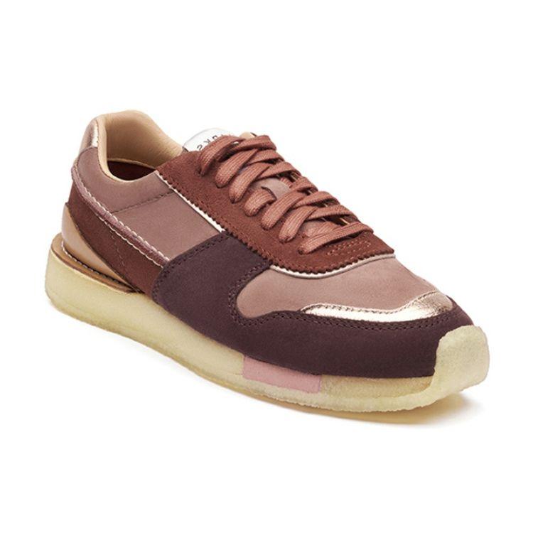 Clarks Leather Vintage Trend Durable Low-Top Sports Casual Shoes Women Sneaker Rose 261626204