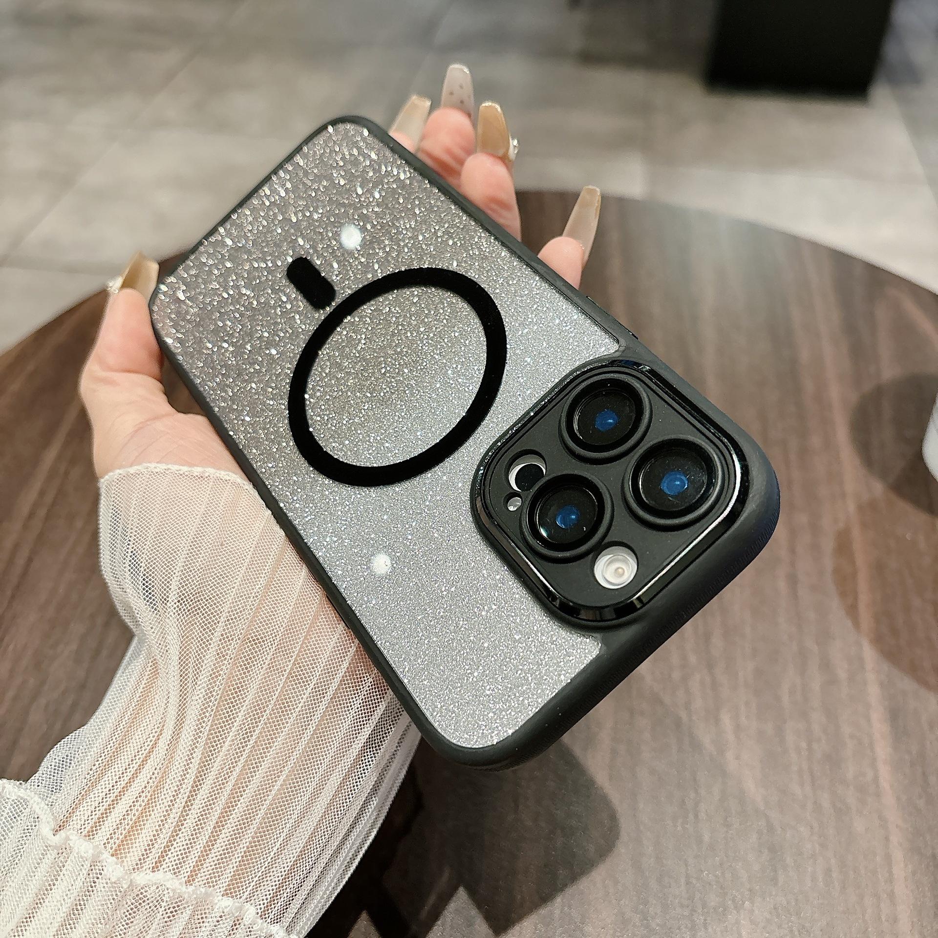 

Applicable To IPhone 17 Gold Shield Flash Powder Magnetic Suction Phone Case Apple 16proMax Full Inclusive Anti Fall 15 Protective Case 14 iPhone12proMax