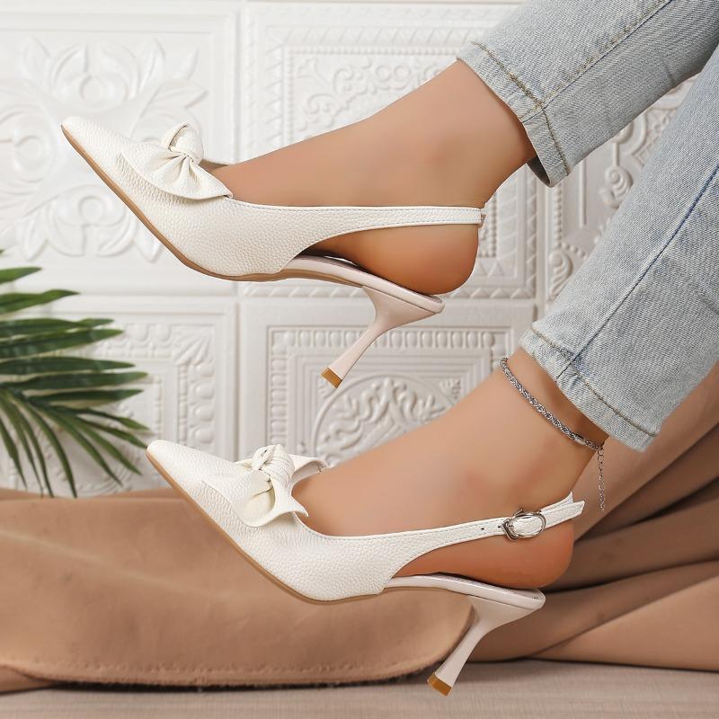 Fashion High Quality Ladies Shoes Baotou Women's Sandals Fashion Butterfly-knot Office and Career New Style Plus Size Solid Heels Women