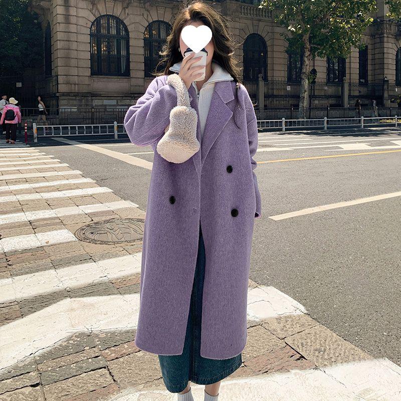 Oatmeal Woolen Coat - Women's Loose Mid-Length Korean Style Outerwear for Fall/Winter 2025